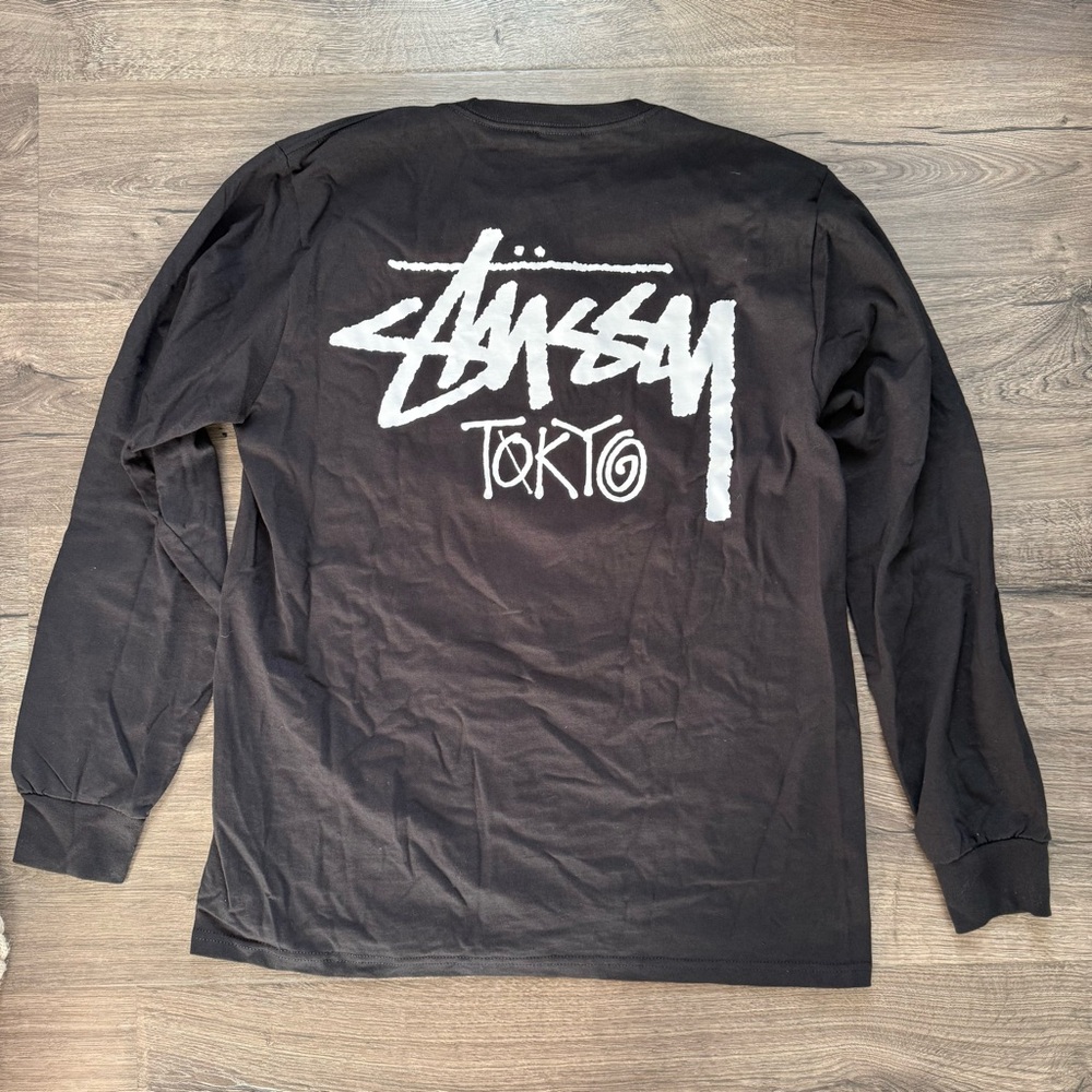 Vintage Stussy Tokyo Japan Black Long Sleeve Shirt size Medium Men Rare